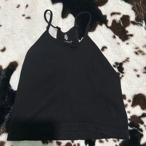 Black Ribbed Halter Top